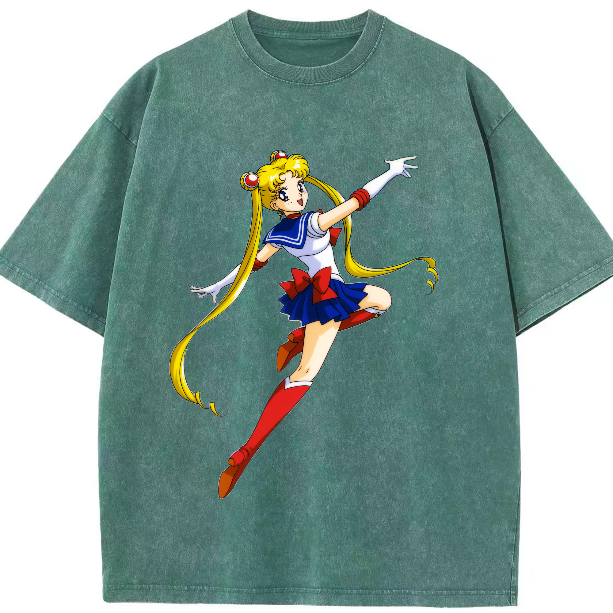 （画像用） 美少女戦士セーラームーン 月野 うさぎ つきの うさぎ Sailor Moon Tsukino Usagi 綿100% ヴィンテージ風 半袖Tシャツ（フロントプリント）
